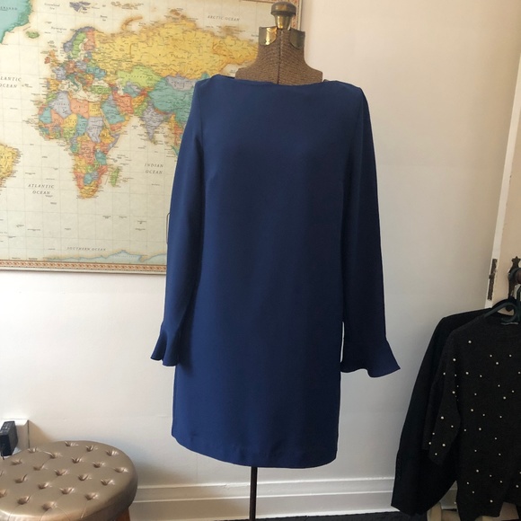 Banana Republic Ocean Blue Ruffle Cuff Button Back Dress/Tunic - Size 6 - Picture 5 of 10